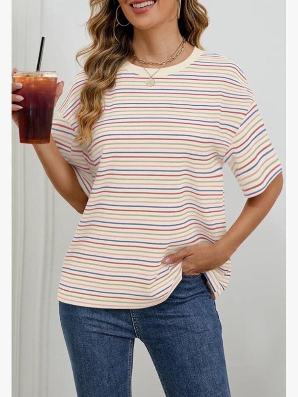 Colorful Striped Casual Summer Tee